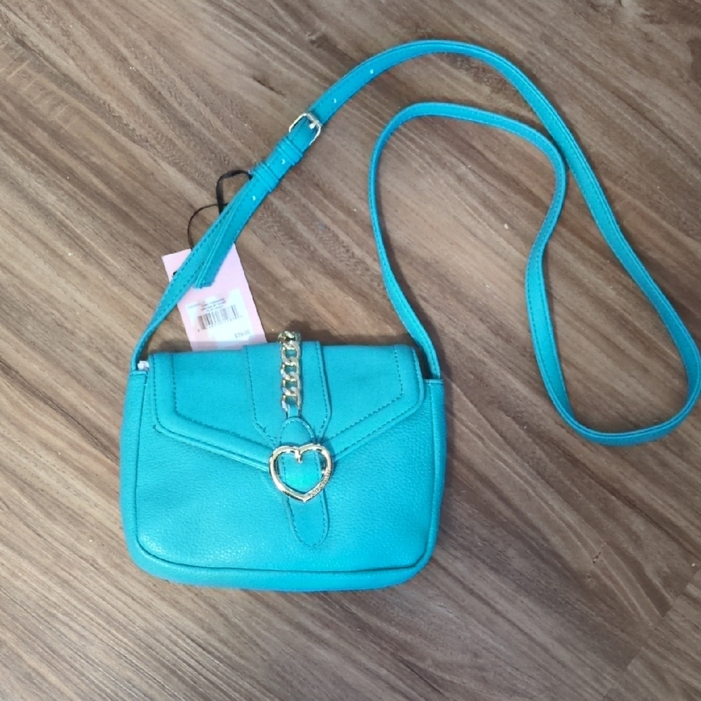 Chic Turquoise Crossbody Bag with Gold Chain